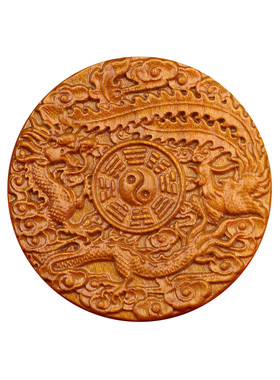董易林吉祥物桃木龙凤和合镜