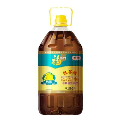 中粮福临门非转基因纯正菜籽油5L/桶低芥酸植物油家庭酒店食用油