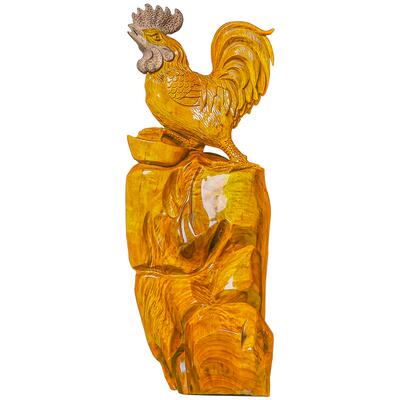 客厅金鸡工艺品金丝楠木家居装饰