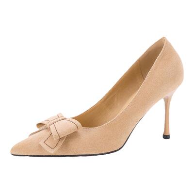 阿么通勤蝴蝶结高跟鞋不累脚