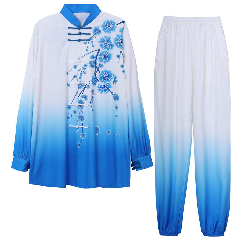 梅花渐变色太极服女新款八段锦太极拳练功服武术比赛服表演服装男