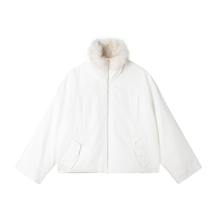 姜雯 廓形拼接毛领保暖夹棉夹克派克服女款冬季超好看冬装厚外套