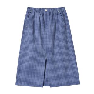 【新品】素然 Klee Klee 26夏女士简约休闲环保棉小格子A字长半裙
