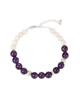 瑰意天然淡水珍珠手串紫水晶925银手链2025新款时尚小众高级感