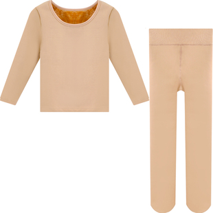 儿童舞蹈保暖内衣女童肤色打底衫冬季加厚跳舞裤袜演出练功服上衣