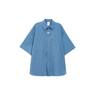 TurnSignal潮牌条纹短袖衬衫女