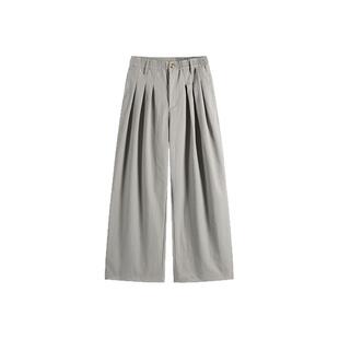 纯色打褶休闲裤工装裤春秋季男生2026新款卡其宽松长裤子简约百搭