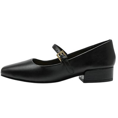 clarks玛丽珍羊皮鞋面方跟小皮鞋