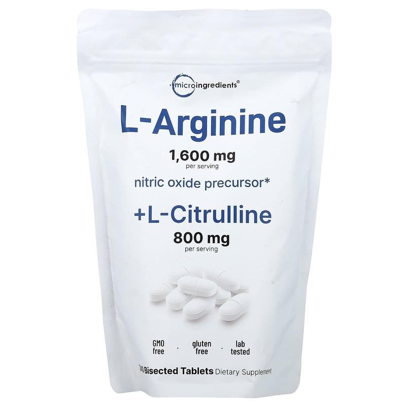 Micro Ingredients,L-精氨酸 + L-瓜氨酸,240 片刻痕片剂