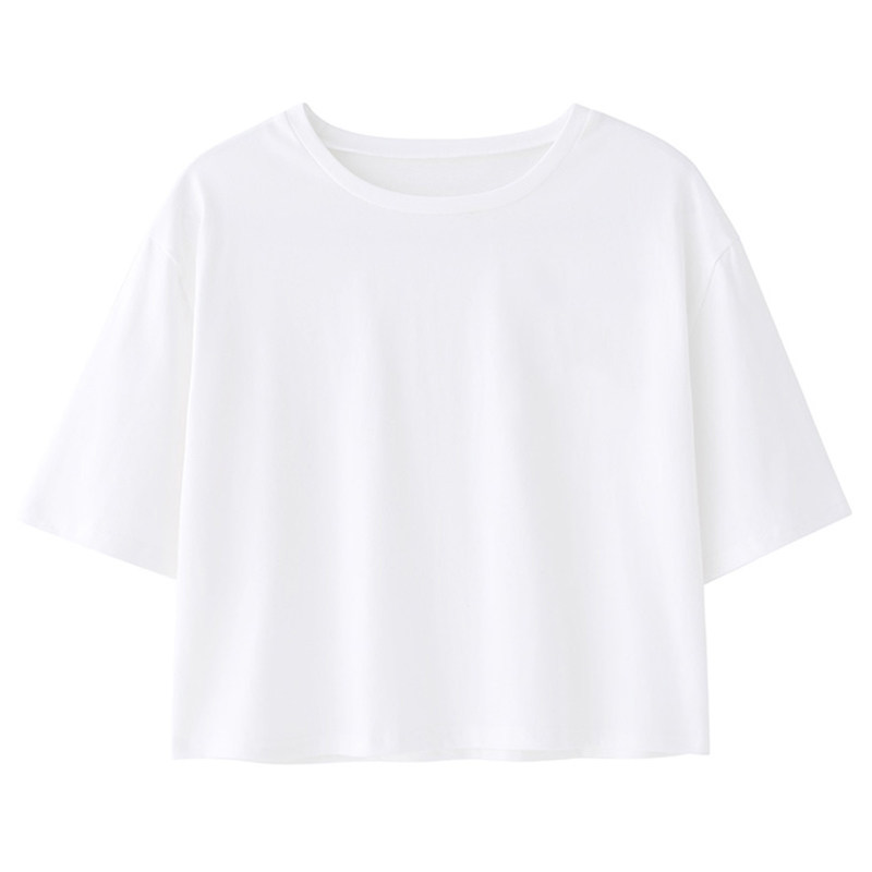新店特惠95%棉短款短袖女T恤百搭