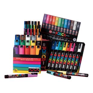 【自营】uni三菱POSCA丙烯马克笔记号笔水性涂鸦笔POP海报广告笔绘画美术生彩绘日本进口PC-1M/3M/5M套装