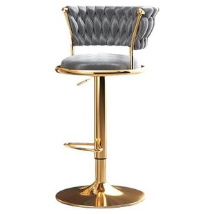 轻奢吧台椅现代简约家用酒吧椅北欧前台接待椅子升降旋转高脚凳子