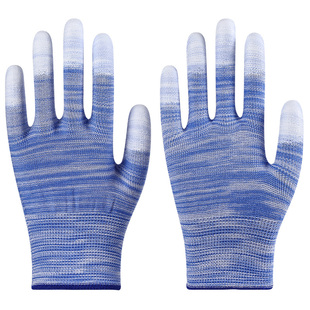 薄款PU涂指涂掌防滑耐磨尼龙涂胶透气男女工作打包防静电劳保手套
