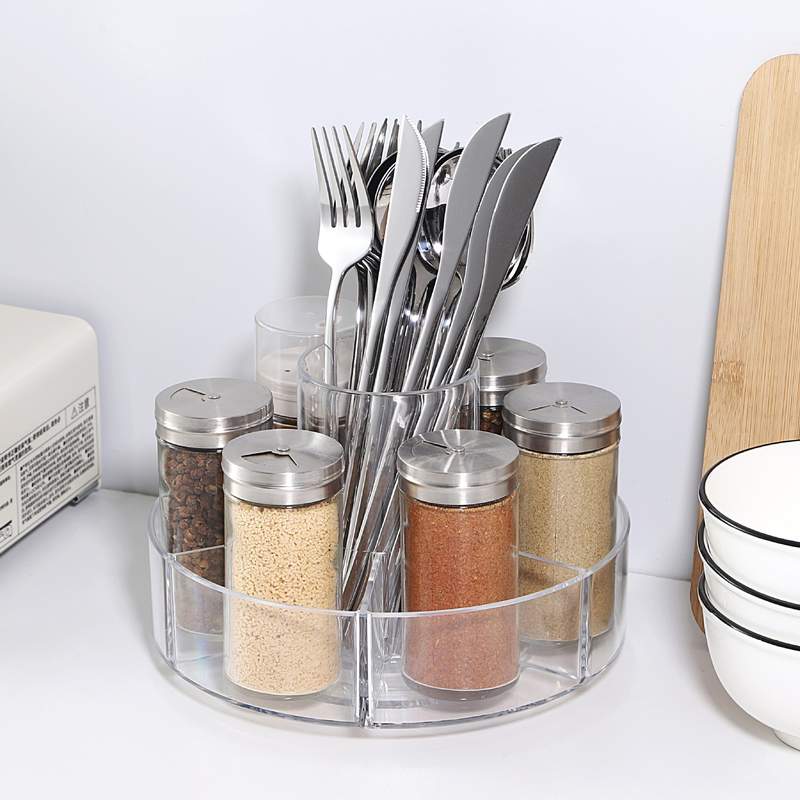 可旋转大容量化妆品收纳盒置物架托盘收纳架护肤品透明转盘桌面