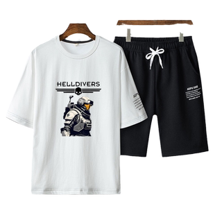 绝地潜兵2地狱潜者ps5游戏steam周边男女夏季百搭短袖短裤套装