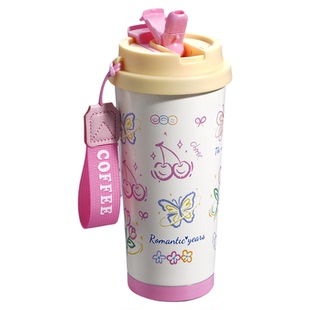 保温杯女款学生不锈钢2026新款吸管水杯咖啡随行杯子儿童初中小巧