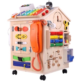 儿童蒙氏教具早教开锁玩具宝宝蒙特梭利busyboard忙碌板忙碌块