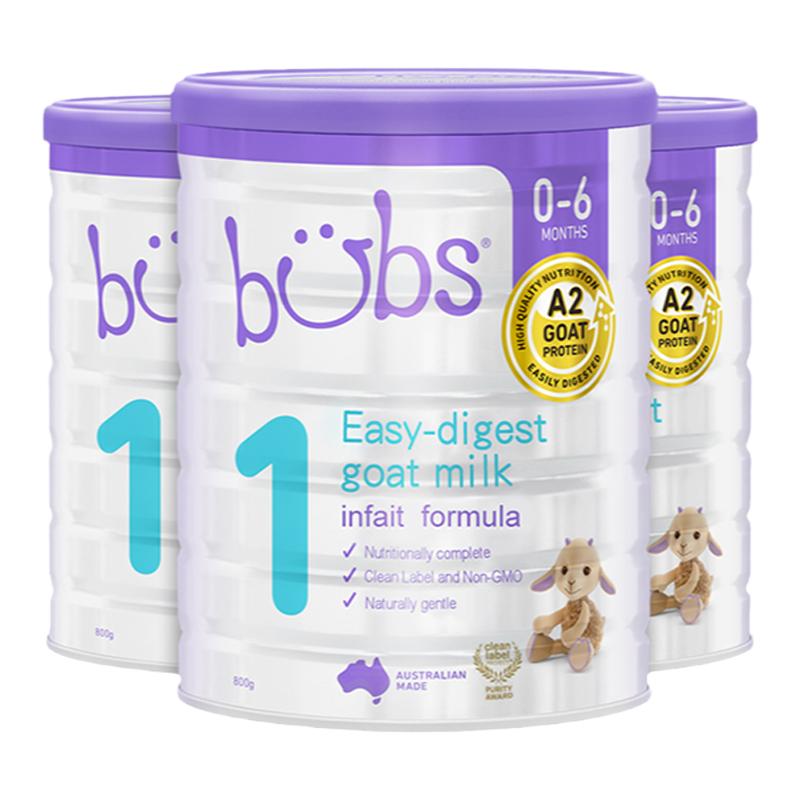 澳洲进口bubs羊奶粉1段婴儿正品a2配方奶粉益生菌宝贝山羊800g*3