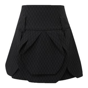 LULUALWAYS我爱露露夏季新款时尚百搭设计感黑色短款半身裙