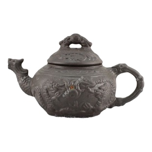 120cc 双龙夺宝壶 潮州红泥壶 鱼化龙壶中国龙壶云龙壶小龙壶茶壶