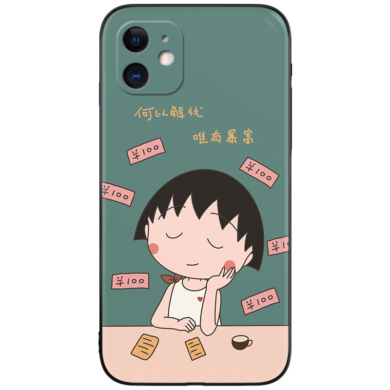 暴富樱桃小丸子适用iPhone12苹果13手机壳11可爱16/14/15promax卡通XS少女心XR/7/8plus/6s/5se2/3代女款mini