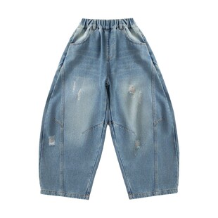 男童春秋裤子外穿2026春季韩版休闲中大童牛仔裤男孩百搭阔腿裤潮