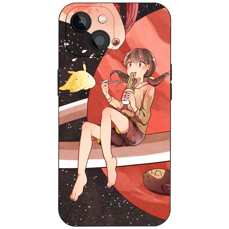ins 暖调星空拉面少女日系治愈二次元手绘插画手机壳磁吸磨砂硅胶软壳小众文艺高颜值学生男女全包防摔保护套