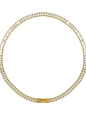 钛钢镀金满钻锆石女轻奢重工项链