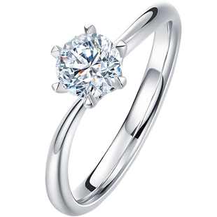 周梵生【培育】GIA人工钻石戒指铂金扭臂六爪钻戒一1克拉人造女戒
