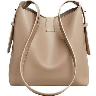 纳兰杜包包女式2025新款水桶包大容量女款通勤单肩真皮斜挎包女包