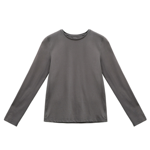 2026舒适薄款长袖t恤衫新疆长绒棉休闲外穿圆领针织衫简约明线款