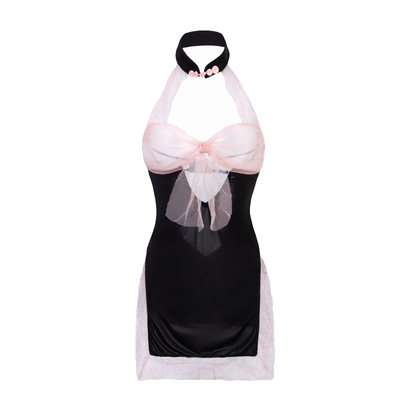 Lady内衣性感小胸蕾丝透视旗袍制服中式挂脖睡衣诱惑趣情qqny纯欲