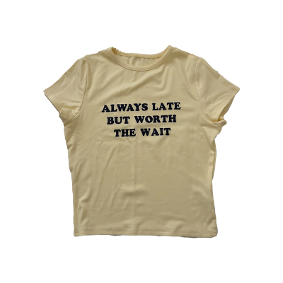 美式辣妹正肩圆领甜酷短款T恤