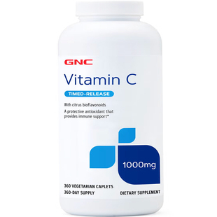 28年1月现货GNC维生素C缓释片1000MG360粒 含生物类黄酮玫瑰果VC