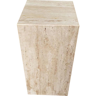 洞石底座哑光天然大理石新中式酒店养生馆客厅装饰立柱石墩子底座