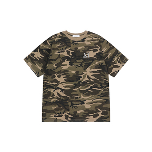 mucent标志迷彩T恤短袖上衣女夏2025新款正肩短款修身时尚设计感