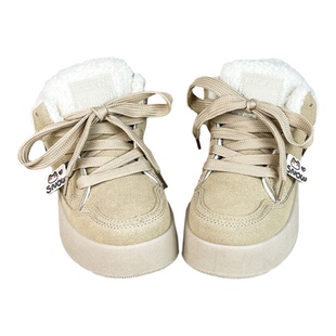 艾米与麦麦冬季保暖加绒鞋子女初中生休闲厚底板鞋可爱女孩二棉鞋