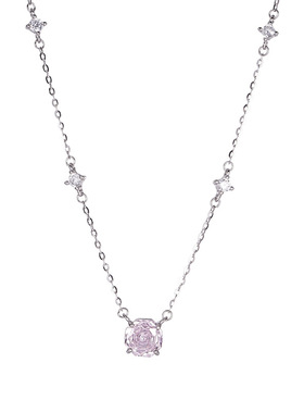 S925纯银超闪玫瑰切项链