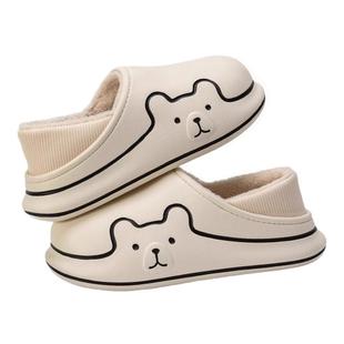 防水棉拖鞋女款冬天包跟室内家居医护防风防滑厚底棉鞋男士秋冬季