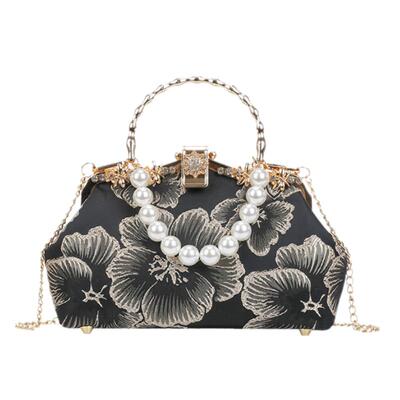 镶钻珍珠手提单肩斜挎配长链