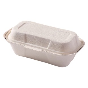 纸浆热狗盒长方形一次性便当盒餐盒可颂三明治包装盒环保可降解盒