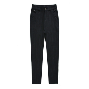 妈妈裤子加绒加厚秋冬九分长裤外穿高腰直筒休闲中老年女裤拉链款