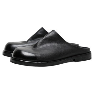 优100马皮鞋夏季透气复古水洗休闲男鞋包头穆勒拖鞋大头博肯半拖