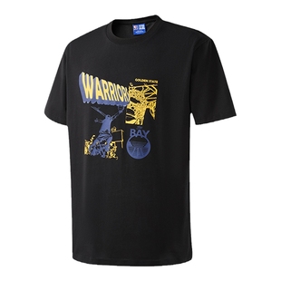 NBA球队文化系列金州勇士队洛杉矶湖人队宽松版黑色T恤