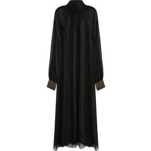 COCOBELLA赫本风优雅气质小黑裙女半高领假两件长袖连衣裙FR0053