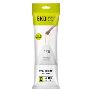 EKO家用加厚垃圾袋大号手提式抽绳袋厨房专用特厚中号环保塑料袋
