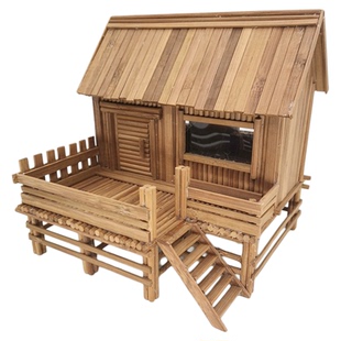 碳色小木屋建筑模型DIY创意纯手工制作材料包学校立体构成品作业