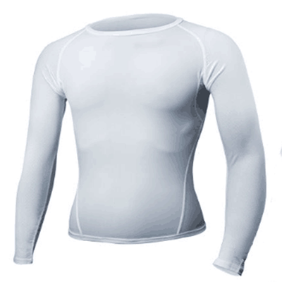 白色圆领薄款足球打底衫健身衣