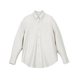 JNBY/江南布衣秋季仿皮衣夹克女衬衫式外套休闲简约柔软宽松上衣