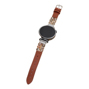 适用华为手表watch gt6/5/4水晶串珠拼皮表带fit3/4pro个性表链女
